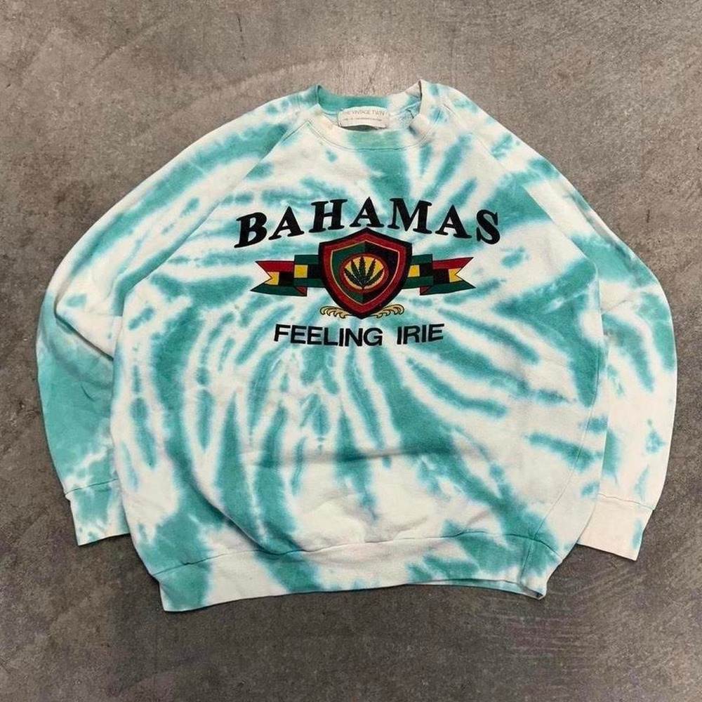 Vintage Bahamas Tie Dye Crewneck Sweatshirt Hippie Pullover Large